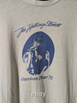 VTG 1975 Rolling Stones American Tour 1975 T-Shirt Size Large Lightly Distressed