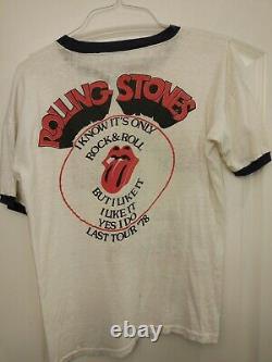 VTG 1978 Rolling Stones Some Girls'Last Tour' T Shirt XL Ringer single stitch