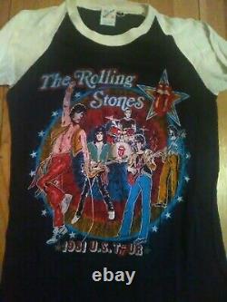 VTG 1981 Rolling Stones Tattoo You US AmericanTour Raglan 3/4 sleeve Shirt MED