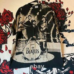 VTG 1997 90s Single Stitch The Beatles All Over Print T Shirt Rolling Stones XL