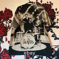 VTG 1997 90s Single Stitch The Beatles All Over Print T Shirt Rolling Stones XL