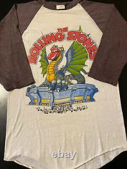 VTG 80s 1981 Rolling Stones Concert Tour Dragon Baseball Rock Sneakers T-Shirt