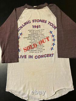 VTG 80s 1981 Rolling Stones Concert Tour Dragon Baseball Rock Sneakers T-Shirt