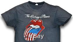 VTG 80s 1981 THE ROLLING STONES North American Rock Concert T SHIRT Thrashed S M