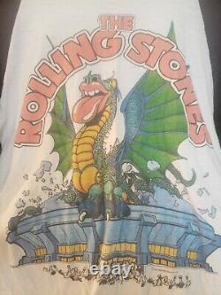 VTG Orig. Rolling Stones 1981 Tour Dragon Stadium 3/4 Raglan T-Shirt The Knits L