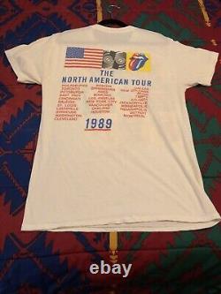 VTG ROLLING STONES 1989 Steel Wheels 2-Sided Tour T-Shirt Andy Warhol POP Art