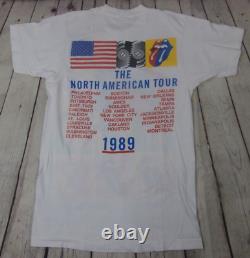 VTG ROLLING STONES 1989 T SHIRT North American Tour SINGLE STITCHED M White