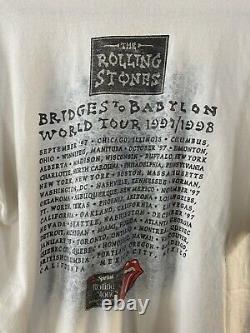 VTG Rolling Stones Bridges to Babylon 1997 World Tour T-Shirt White XL USA Made