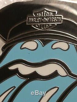 Vintage 1969 Rare Harley Davidson Hat Face Rolling Stones Tongue Skull Pin New