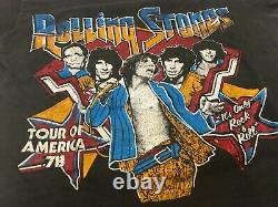 Vintage 1978 Rolling Stones Tour of America T-Shirt Black Faded Distressed