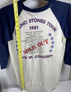 Vintage 1981 Rolling Stones Dragon Raglan Live Tour Large T-shirt Blue & White