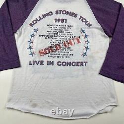 Vintage 1981 Rolling Stones T Shirt Raglan 3/4 Sleeves Concert Medium