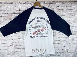 Vintage 1981 Rolling Stones Tour 50/50 Vogal Baseball Shirt Band T-Shirt Lg READ