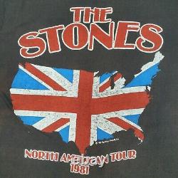 Vintage 1981 THE ROLLING STONES North American Rock Concert Tour T-shirt Size XL