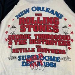 Vintage 1981 The Rolling Stones New Orleans Raglan Shirt Live XL 20 X 30