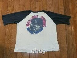 Vintage 1981 The Rolling Stones Thin Raglan Shirt Size Large BEIGE/GRAY