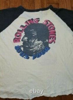 Vintage 1981 The Rolling Stones Thin Raglan Shirt Size Large BEIGE/GRAY