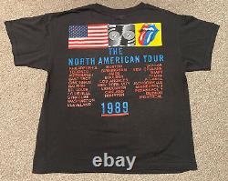Vintage 1989 Mens Small Rolling Stones Steel Wheels Tour Single Stitch T-Shirt