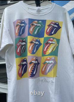 Vintage 1989 Rolling Stones Andy Warhol art Tour Shirt Size XL White