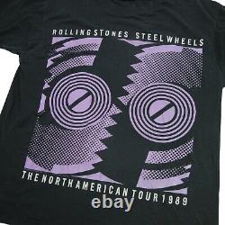 Vintage 1989 Rolling Stones Mens Medium Steel Wheels Tour Shirt Paper Thin Singl