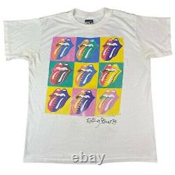 Vintage 1989 Rolling Stones Mens T Shirt Andy Warhol Lips Rockwave By Brockum XL