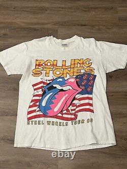 Vintage 1989 Rolling Stones Steel Wheel North American Tour T-Shirt Size Large