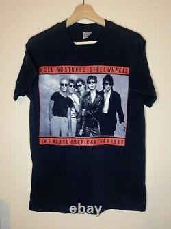 Vintage 1989 Rolling Stones Steel Wheels Tour Concert T-Shirt Size L Made in USA