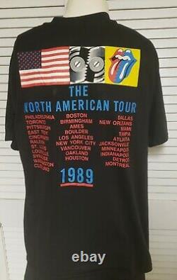 Vintage 1989 Rolling Stones Steel Wheels Tour Jagger Band T Shirt XL 42 Chest L