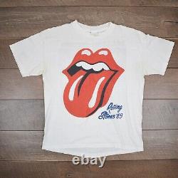 Vintage 1989 Rolling Stones Steel Wheels Tour Shirt L White Beatles AC/DC Lips