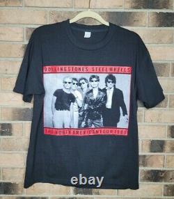 Vintage 1989 The Rolling Stones Steel Wheels Black Concert Tour Tee Tshirt Large