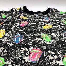 Vintage 1989 The Rolling Stones Steel Wheels Tour All Over Print Rare T Shirt A1