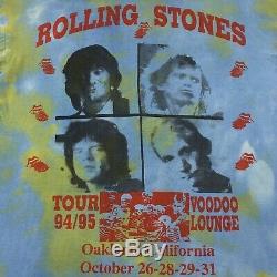 Vintage 1994 Rolling Stone Voodoo Lounge World Tour Oakland, Ca Mens T-Shirt