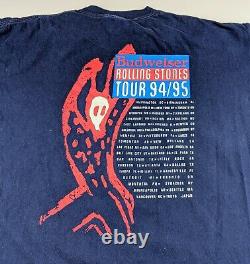 Vintage 1994 Rolling Stones Voodoo Lounge Budweiser Blue Brockum Tour T-Shirt XL