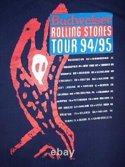 Vintage 1994 Rolling Stones Voodoo Lounge Tour Tee Size Large Brockum Budweiser