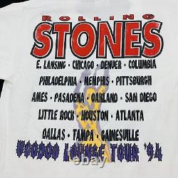 Vintage 1994 Rolling Stones Voodoo Lounge Tour White T-Shirt Size Large USA