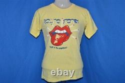 Vintage 70s ROLLING STONES 1975 TOUR OF THE AMERICAS ROCK YELLOW t-shirt XS