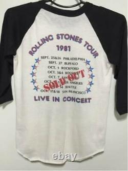 Vintage 80'S The Rolling Stones USA Tour Baseball T-shirt Size L Rare O