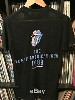 Vintage 80s 1989 PAPER THIN Rolling Stones Steel Wheels Concert Tour T-Shirt