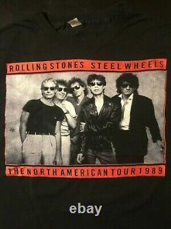 Vintage 80s 1989 Rolling Stones Steel Wheels Concert Tour T-Shirt Rock Jagger