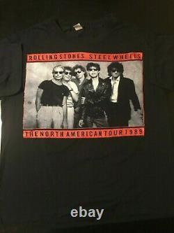 Vintage 80s 1989 Rolling Stones Steel Wheels Concert Tour T-Shirt Rock Jagger
