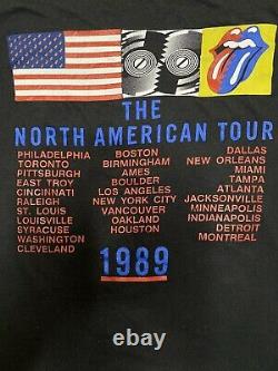 Vintage 80s 1989 Rolling Stones The North American Tour Size XL Black T-Shirt