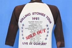 Vintage 80s ROLLING STONES 1981 TOUR DRAGON 3/4 SLEEVE RAGLAN t-shirt SMALL S
