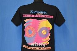 Vintage 80s ROLLING STONES STEEL WHEELS 1989 TOUR ROCK BUDWEISER BEER t-shirt M