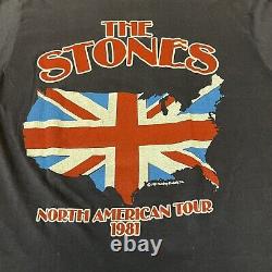 Vintage 80s The Rolling Stones T Shirt North American Tour 1981 Large vtg tee
