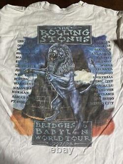 Vintage 90s Rolling Stones 1997 Bridges To Babylon Tour T-shirt Long Sleeve XL