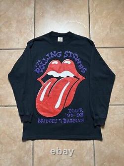 Vintage 90s Rolling Stones Shirt Longsleeve L 1997-1998 Bridges to Babylon Tour