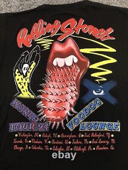 Vintage 90s Rolling Stones Shirt XL Voodoo Lounge 1994 World Tour Double Sided