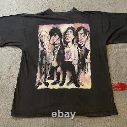 Vintage 90s Rolling Stones T-Shirt European Tour Rock Band Size Large Cartoon