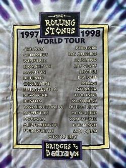Vintage 90s The Rolling Stones Bridges To Babylon Tour Band Tie Dye Shirt Sz XL