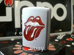 Vintage Retired Unstruck Zippo R-S Glitter Rolling Stones Tongue 2004 Jagger